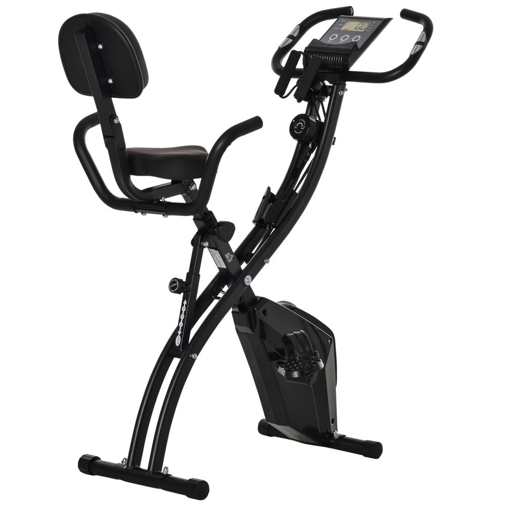 2-In-1 Upright Exercise Bike 8-Level Adjustable with Pulse Sensor Black