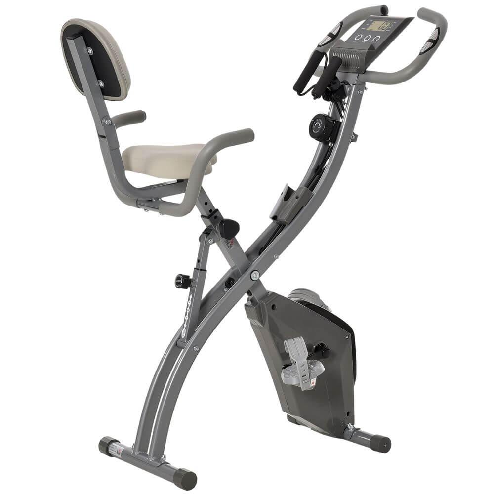 2-In-1 Upright Exercise Bike 8-Level Adjustable with Pulse Sensor Grey